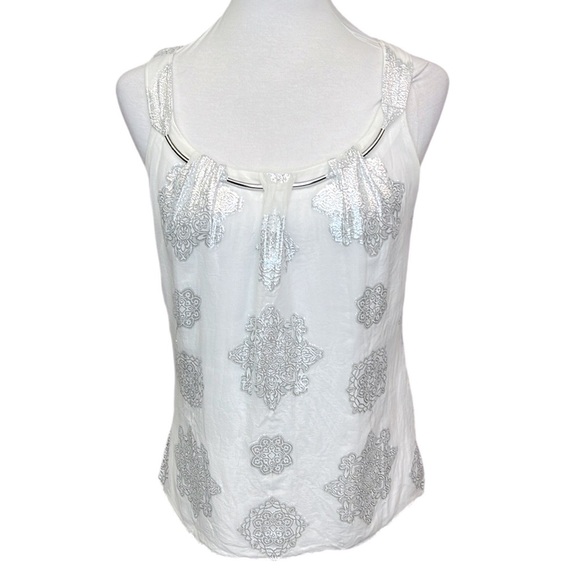 WHBM Silk Silver Bar Accent Blouse - Picture 1 of 5